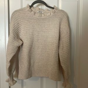 Madewell Cream Ruffle Sweater